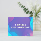 Abstrakt Blau und Rosa Waves Neue Adresse Postkarte (Stehend Vorderseite)