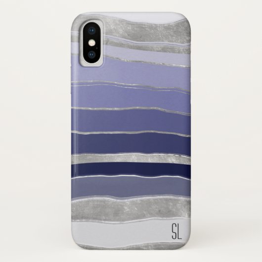 Abstrakt Blau und Silber Personalisiert Case-Mate iPhone Hülle (Rückseite)