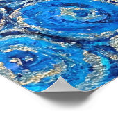 Abstrakt-Blau- und Silberkreislaufplakat Poster (Ecke)