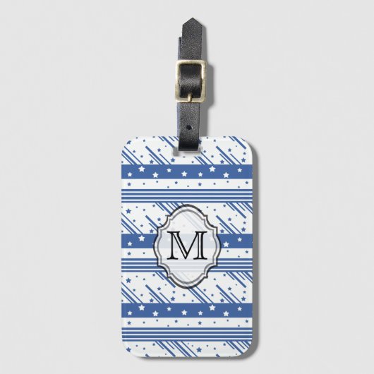 Abstrakt Blau und Weiß Gepäckanhänger (Vorderseite Vertikal)