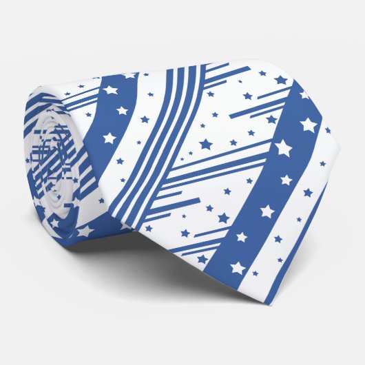 Abstrakt Blau und Weiß Krawatte (Gerollt)