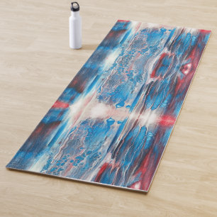 Abstrakt, blau und weiß, reversibel, fest blau yogamatte