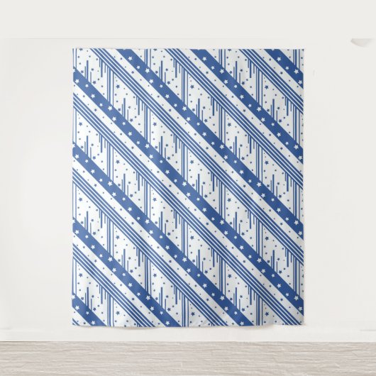 Abstrakt Blau und Weiß Wandteppich (Vorderseite)