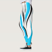 Abstrakt Blau-Weiß- und Schwarzwurf Leggings (Links)