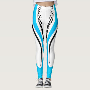 Abstrakt Blau-Weiß- und Schwarzwurf Leggings
