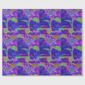 Abstrakt-blaue lila Sonnenblume Retro funky blumen Geschenkpapier (Flach)