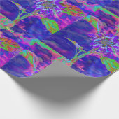 Abstrakt-blaue lila Sonnenblume Retro funky blumen Geschenkpapier (Ecke)