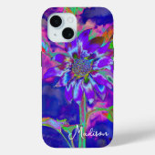 Abstrakt-blaue lila Sonnenblume | Retrofunky Case-Mate iPhone Hülle (Rückseite)
