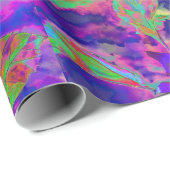 Abstrakt-blaue lila Sonnenblume | Retrofunky Geschenkpapier (Rolleneckpunkt)