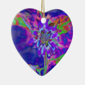 Abstrakt-blaue lila Sonnenblume | Retrofunky Keramikornament (Rechts)