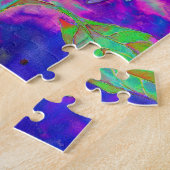 Abstrakt-blaue lila Sonnenblume | Retrofunky Puzzle (Seite)