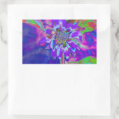 Abstrakt-blaue lila Sonnenblume | Retrofunky Rechteckiger Aufkleber (Tasche)