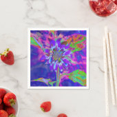 Abstrakt-blaue lila Sonnenblume | Retrofunky Serviette (Beispiel)