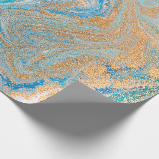 Abstrakt-blaue Marmorstruktur Geschenkpapier (Ecke)