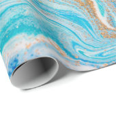 Abstrakt-blaue Marmorstruktur Geschenkpapier (Rolleneckpunkt)