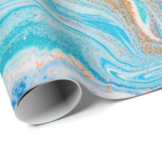 Abstrakt-blaue Marmorstruktur Geschenkpapier (Rolleneckpunkt)