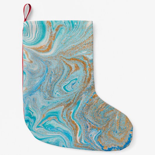 Abstrakt-blaue Marmorstruktur Kleiner Weihnachtsstrumpf (Vorderseite)