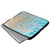 Abstrakt-blaue Marmorstruktur Laptopschutzhülle (Vorne Knopf)