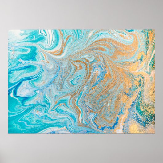 Abstrakt-blaue Marmorstruktur Poster (Vorne)