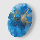 Abstrakt-blaue Marmortextur Große Wanduhr (Winkel)