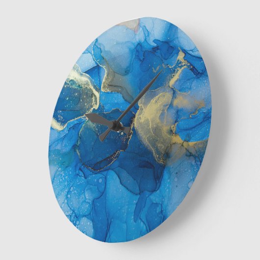 Abstrakt-blaue Marmortextur Große Wanduhr (Winkel)