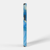 Abstrakt-blaue Marmortextur iPhone Hülle (Rechte Seite)