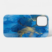 Abstrakt-blaue Marmortextur iPhone Hülle (Rückseite (Horizontal))