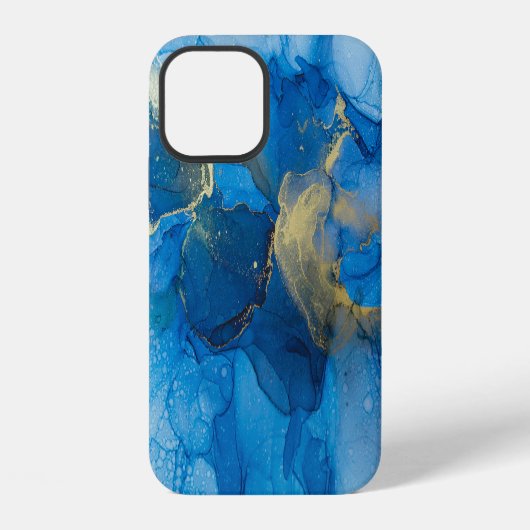 Abstrakt-blaue Marmortextur iPhone Hülle (Rückseite)