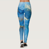 Abstrakt-blaue Marmortextur Leggings (Rückseite)