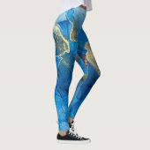 Abstrakt-blaue Marmortextur Leggings (Rechts)