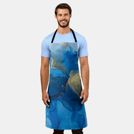 Abstrakt-blaue Marmortextur Schürze (Getragen)