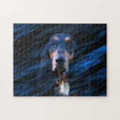 Abstrakt-blaues Basset-Hound Puzzle (Horizontal)