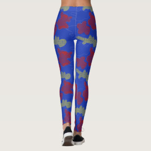 Abstrakt-Blaues Gelbtes Muster Yoga-Leggings Leggings