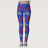 Abstrakt-Blaues Gelbtes Muster Yoga-Leggings Leggings (Vorderseite)