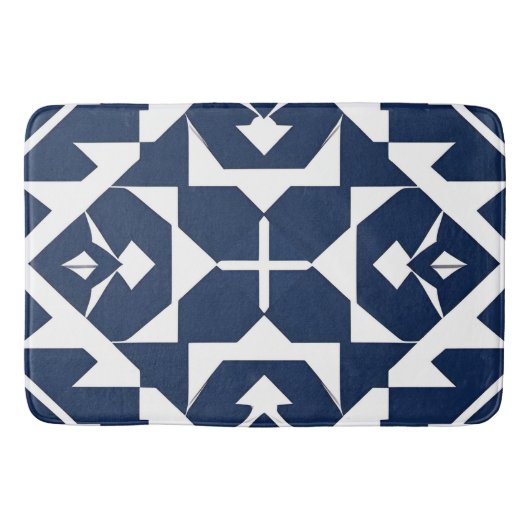 Abstrakt-blaues geometrisches Design Badematte (Vorderseite)