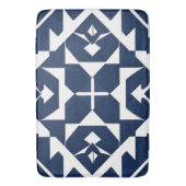 Abstrakt-blaues geometrisches Design Badematte (Vorderseite Vertikal)