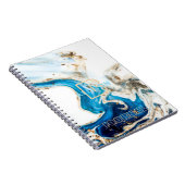Abstrakt-blaues Goldmarmor-Monogramm Notizblock (Rechte Seite)