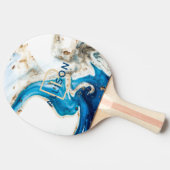 Abstrakt-blaues Goldmarmor-Monogramm Tischtennis Schläger (Seitenansicht)