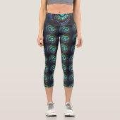 Abstrakt blaues grünes Auge Capri Leggings (Vorderseite)
