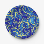 Abstrakt-blaues Mosiakmuster Pappteller (Vorderseite)