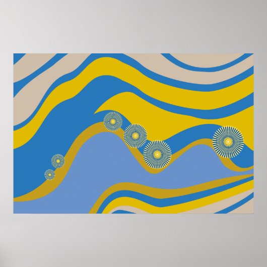 Abstrakt-blaugelbe Flut Poster (Vorne)