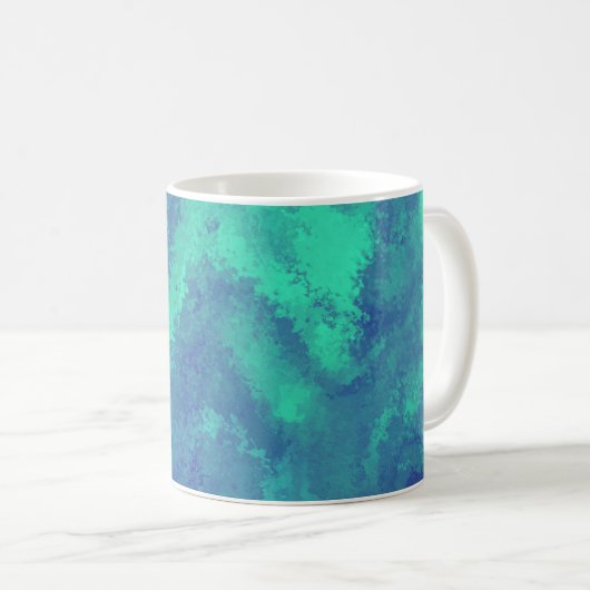 Abstrakt-blaugrüne Diffusion Kaffeetasse (VorderseiteRechts)
