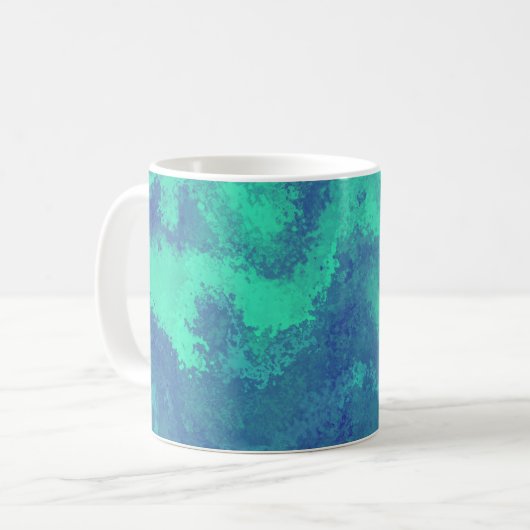 Abstrakt-blaugrüne Diffusion Kaffeetasse (Vorderseite Links)