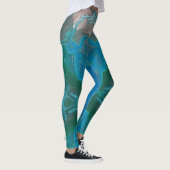 Abstrakt-blaugrüner Schwirbelgemein Leggings (Rechts)