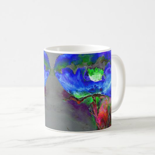 Abstrakt bläulich blühender Mohn Kaffeetasse (VorderseiteRechts)