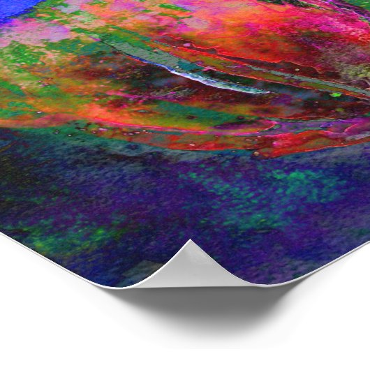 Abstrakt bläulich blühender Mohn Poster (Ecke)