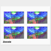 Abstrakt bläulich blühender Mohn Rechteckiger Aufkleber (Blatt)