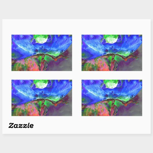 Abstrakt bläulich blühender Mohn Rechteckiger Aufkleber (Blatt)