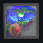 Abstrakt bläulich blühender Mohn Schachtel<br><div class="desc">Ein Aquarellbild mit abstraktem blauem Mohn. Original Werk von H. Cooper.</div>