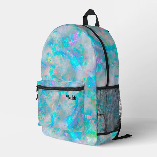 abstrakt-blauopal-inspiriert Textur Bedruckter Rucksack (Rückseitige Ecke Rechts)